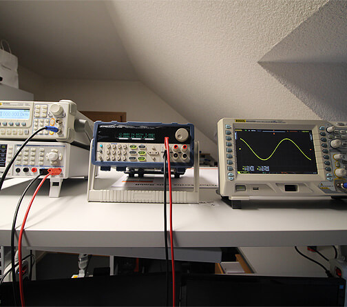 Signal generator, multimeter, oscilloscope